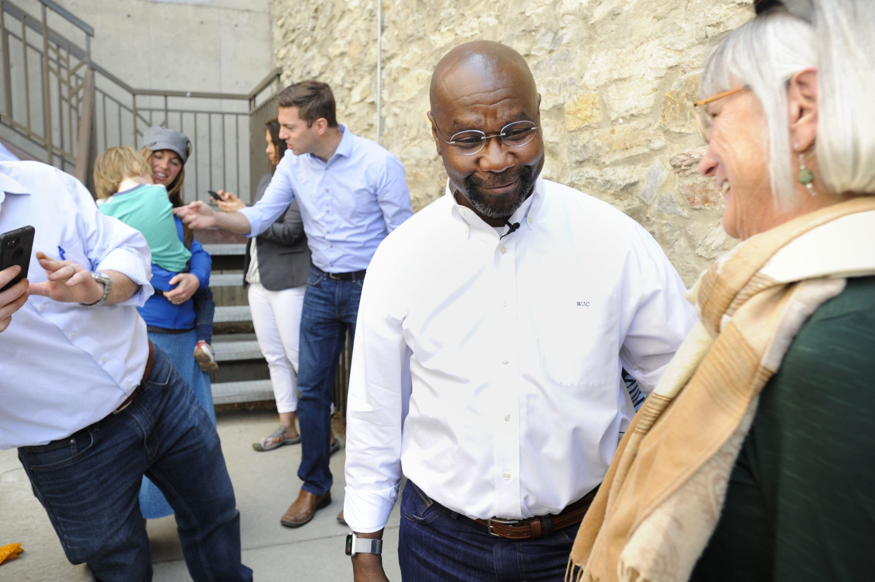 Helena Mayor Wilmot Collins greets supporters Monday